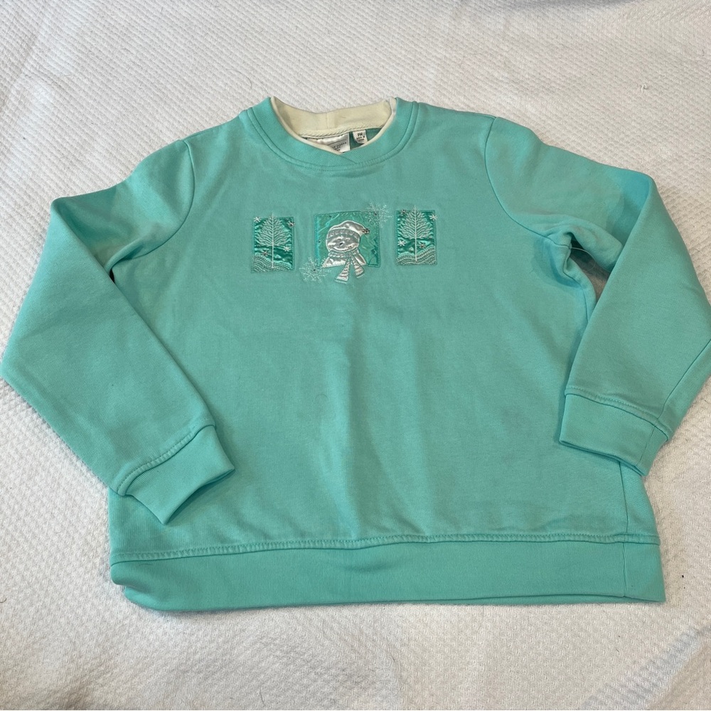 Vintage double collar snowman sweatshirt